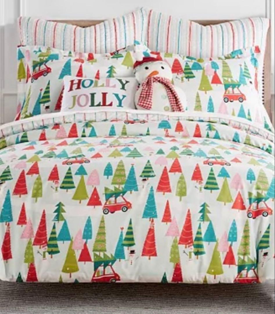 ツリー 雪だるま カバー 掛け布団　赤い車　プレゼント　カラフル　子供部屋