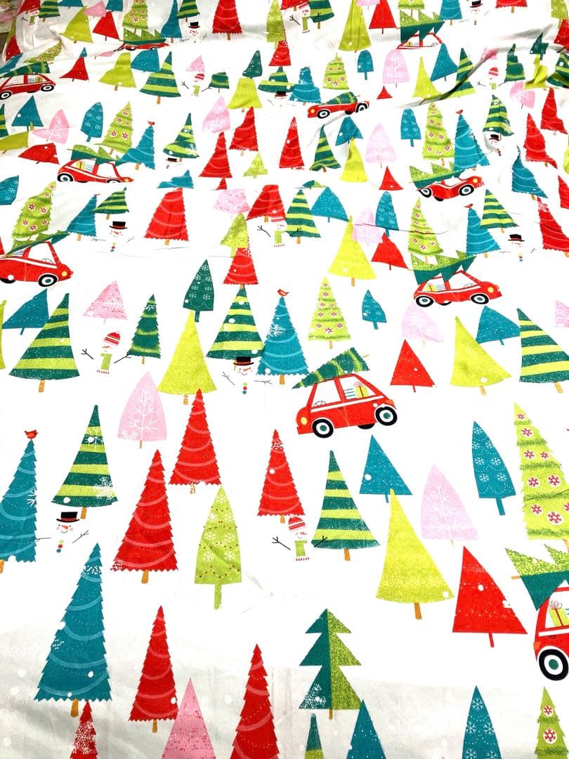 ツリー 雪だるま カバー 掛け布団　赤い車　プレゼント　カラフル　子供部屋