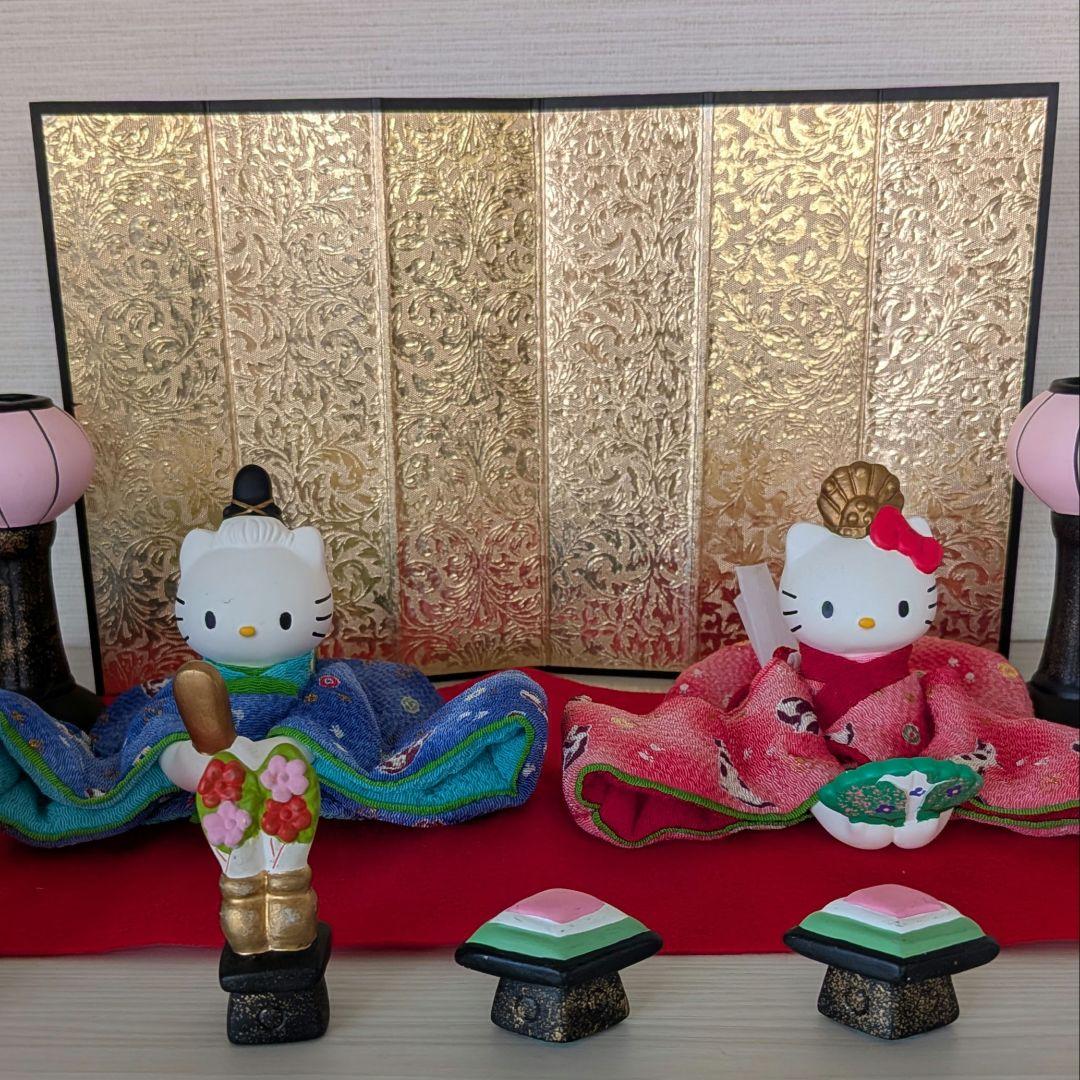 吉徳大光 雛人形 サンリオ ひな祭り ハローキティ キティちゃん　陶器　ちりめん