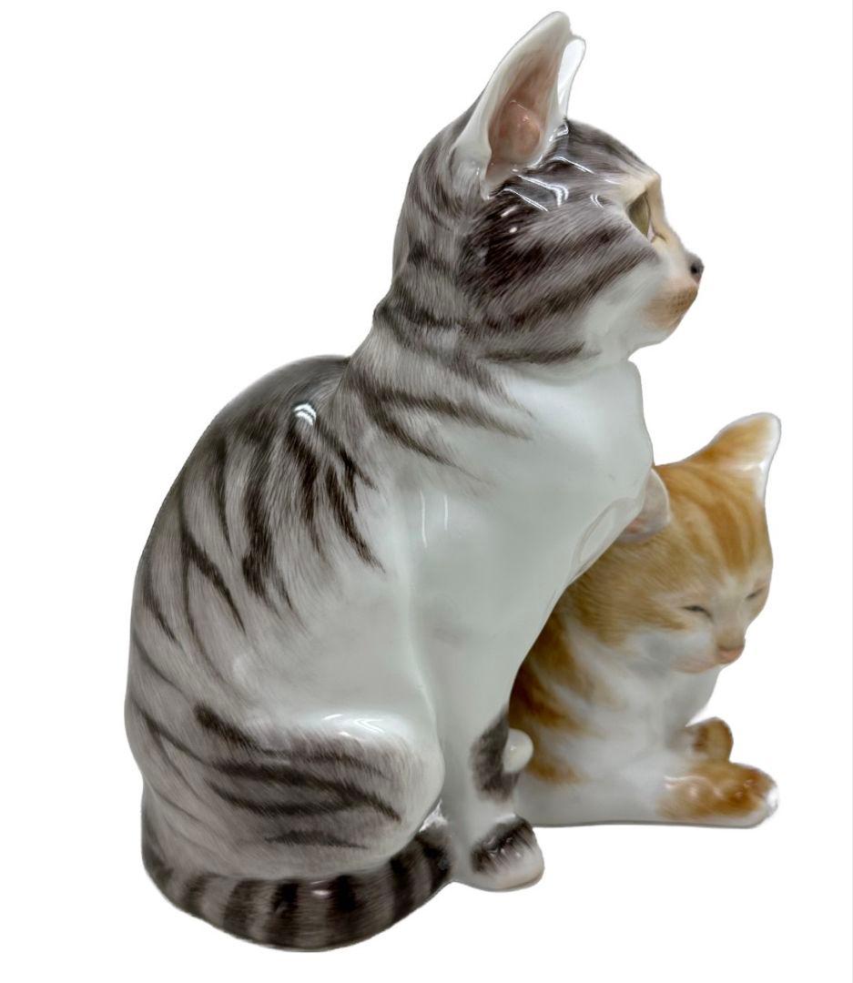 マイセン　二匹の猫　フィギュリン　陶器置物　オットー・ピルツ　アール・ヌーヴォー