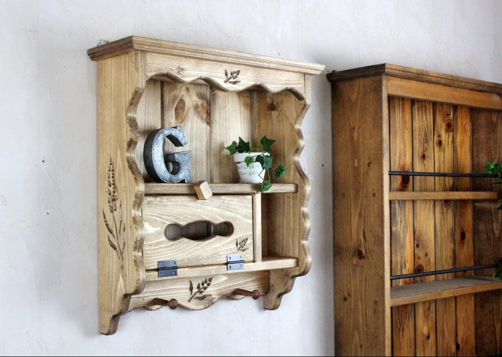 ハンドメイド　麦穂のティッシュシェルフ