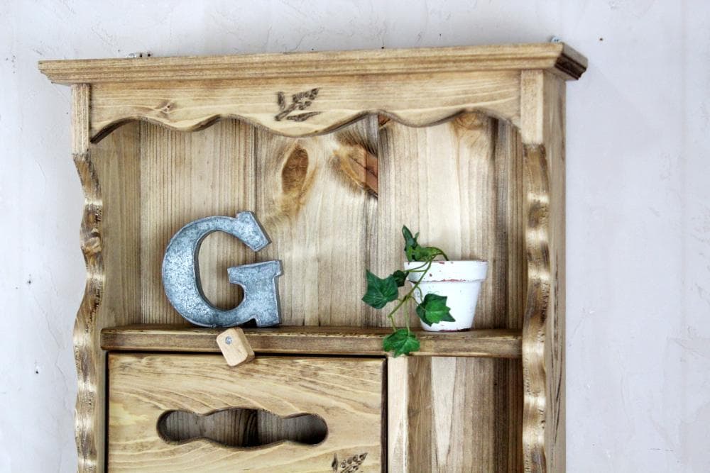 ハンドメイド　麦穂のティッシュシェルフ