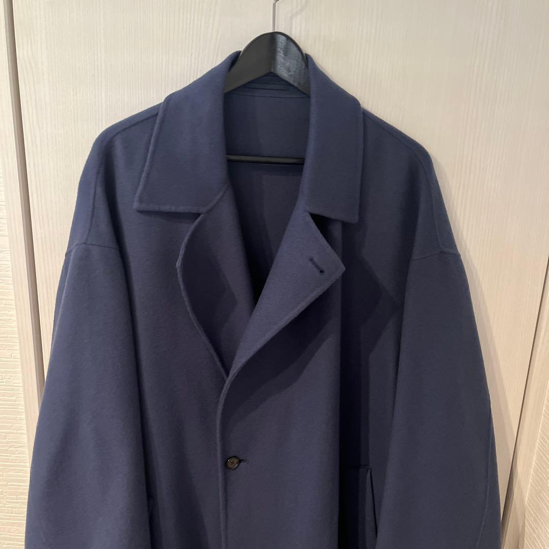 アダムエロペ adam et ropeダブルブレスト ロングコート ブルー L
