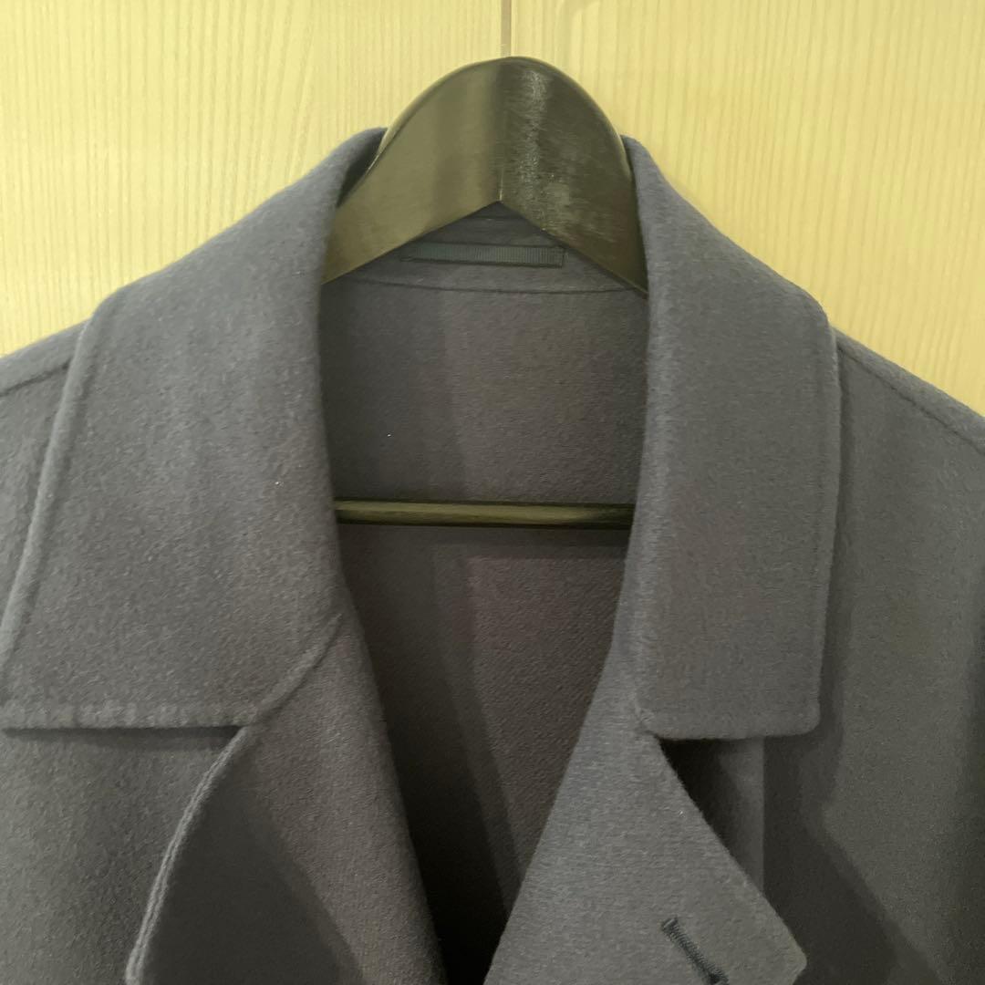 アダムエロペ adam et ropeダブルブレスト ロングコート ブルー L