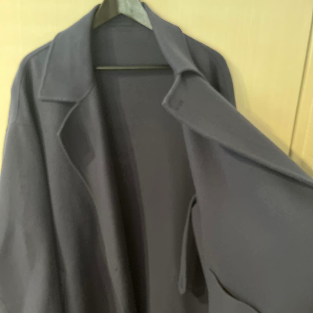 アダムエロペ adam et ropeダブルブレスト ロングコート ブルー L