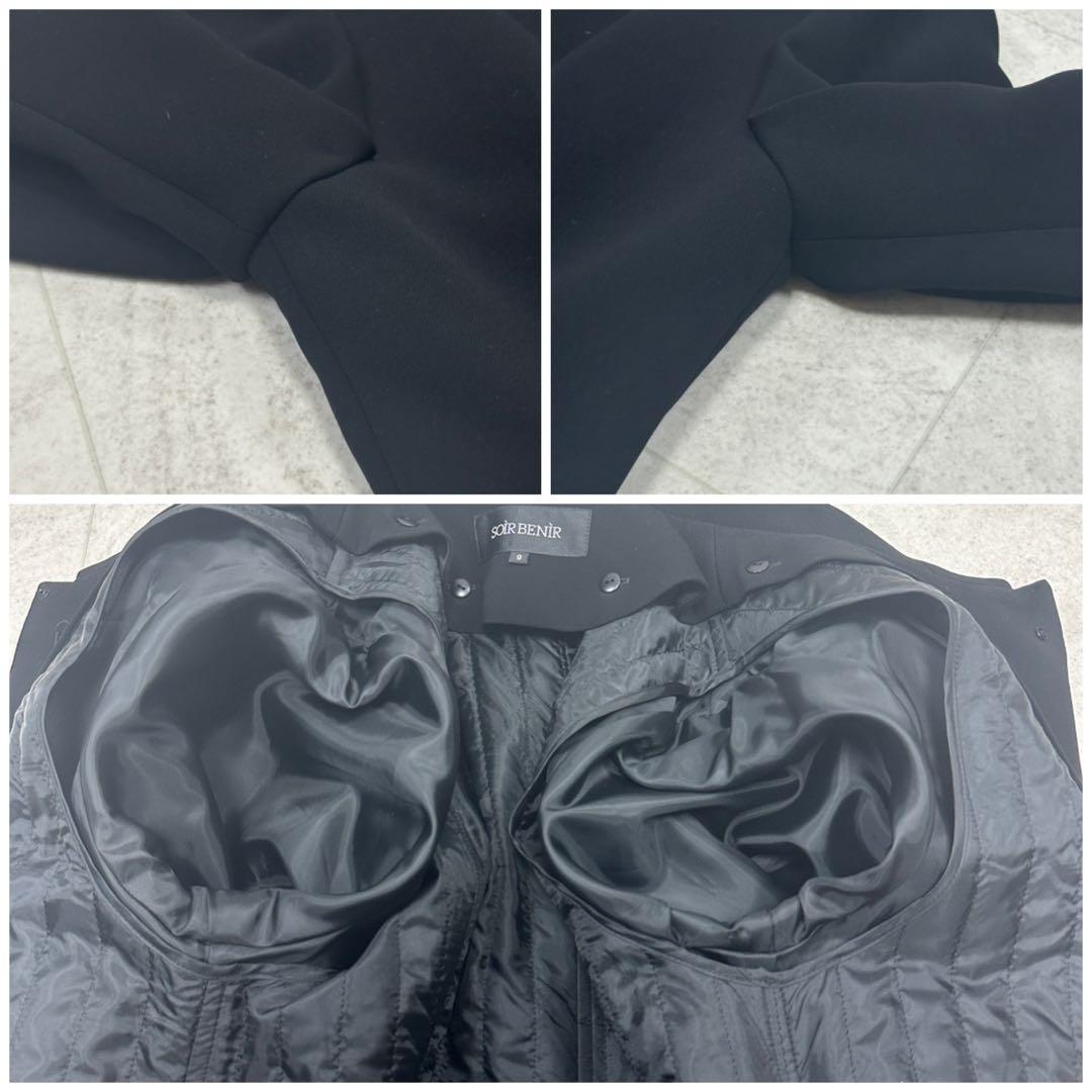 美品【東京ソワール】ライナー付 ステンカラーコート 2way ロング 比翼 黒