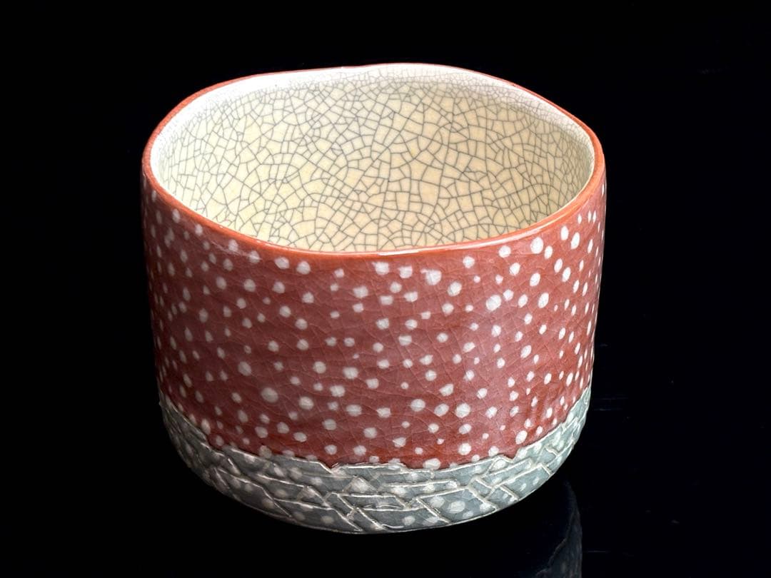 【未使用】七世【川崎和楽】古都まち 茶碗 筒茶碗 共箱共布栞付 R811165