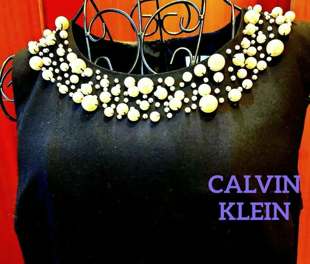 再度のお値下げ‼️【新品】カルバンクライン　パールビジューワンピース