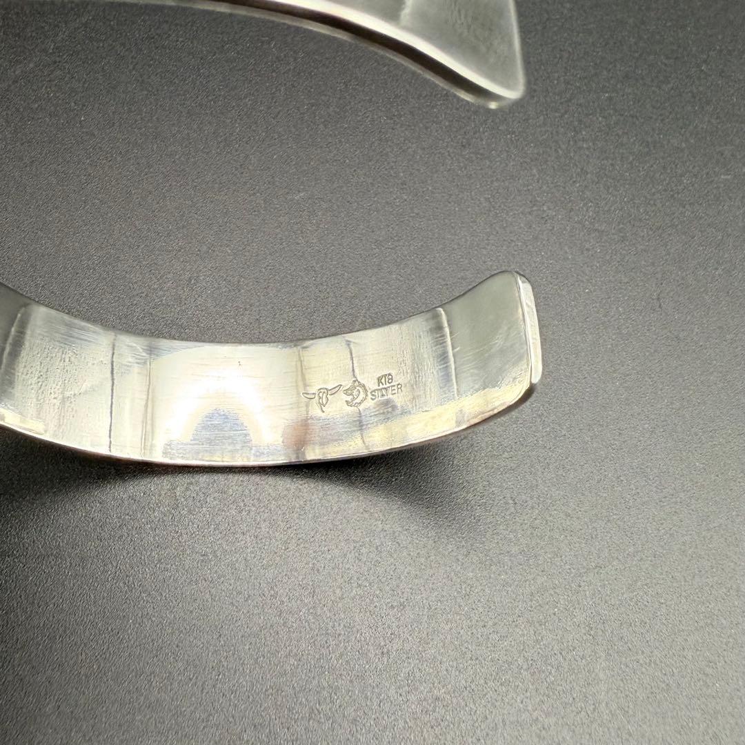 ●【美品】TADY&KING 平打ちバングル18K ロングホーン M