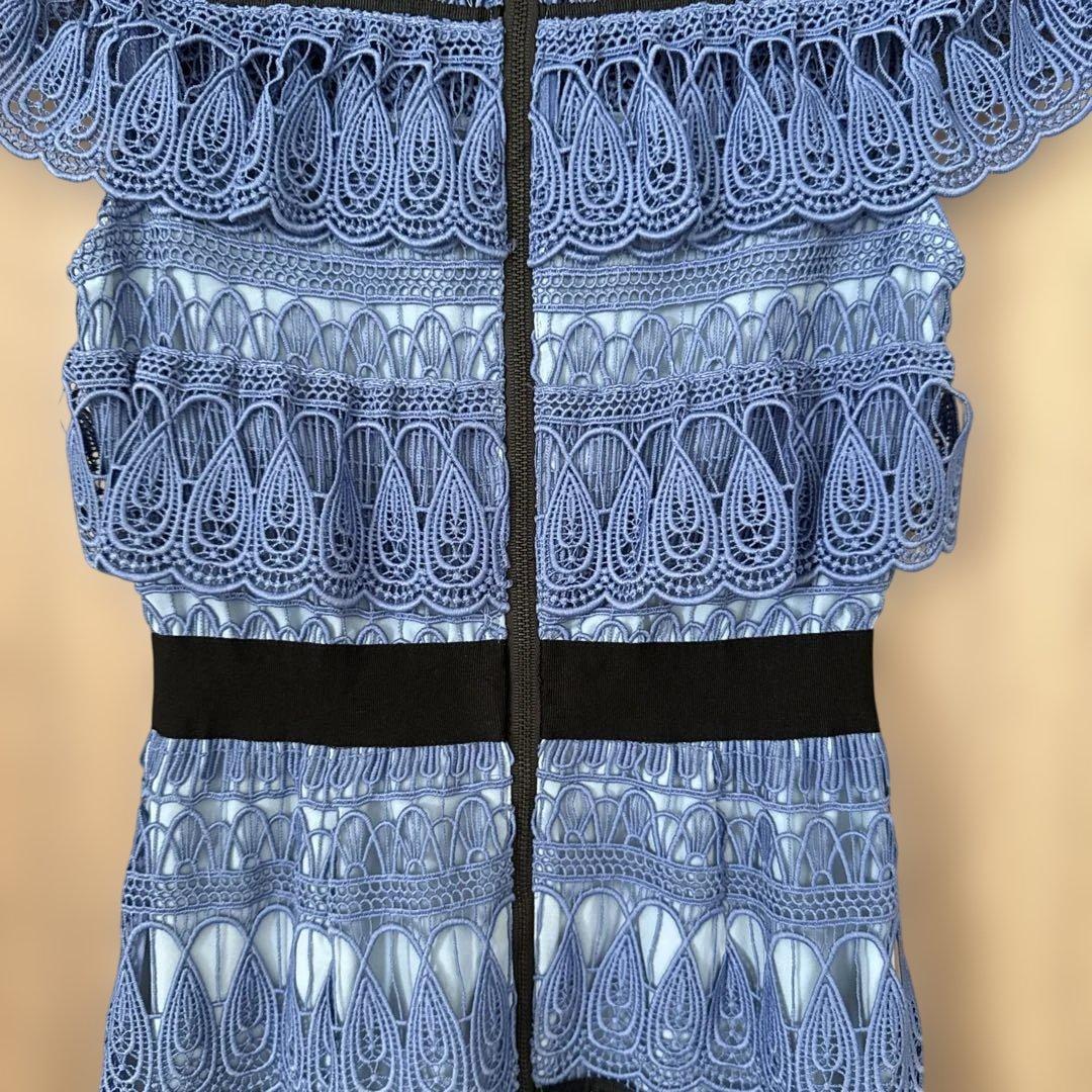 セルフポートレート ブルー レース ワンピース