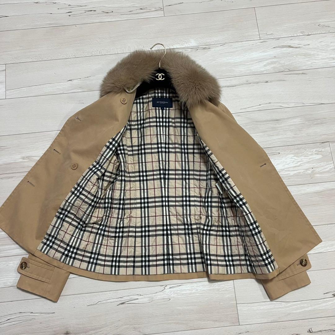 バーバリーロンドン　トレンチコート　フォックスファー　中綿コート　2way