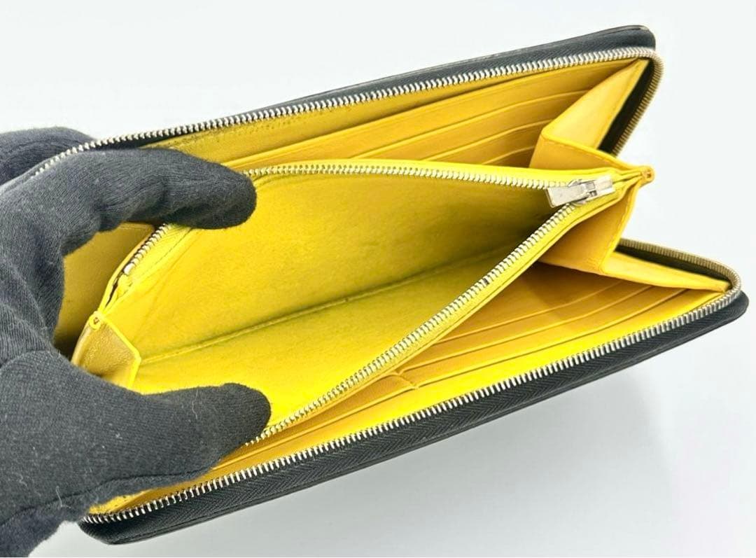 CELINE 長財布 ロゴ ラウンドファスナー レザー ブラック 黒色　©