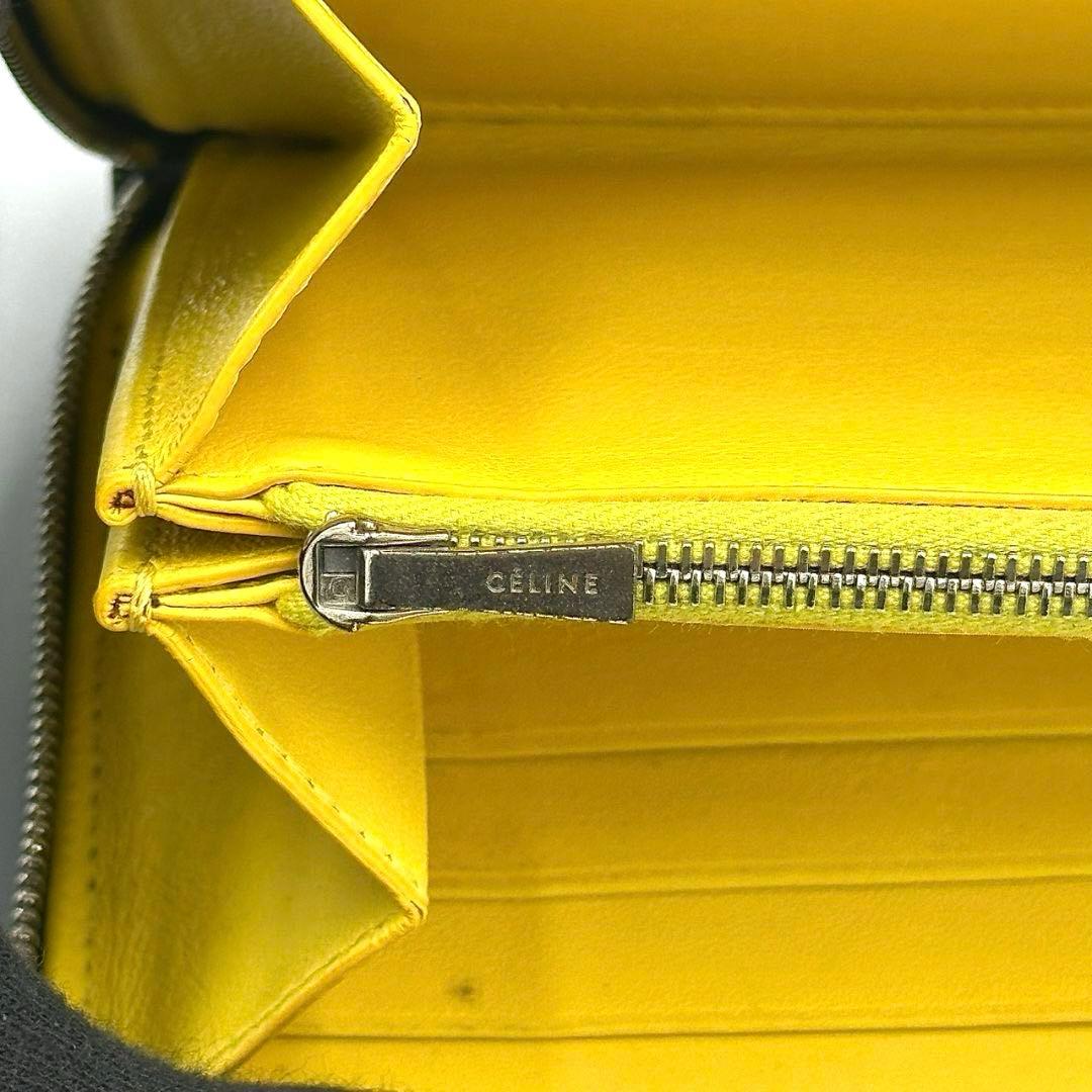 CELINE 長財布 ロゴ ラウンドファスナー レザー ブラック 黒色　©