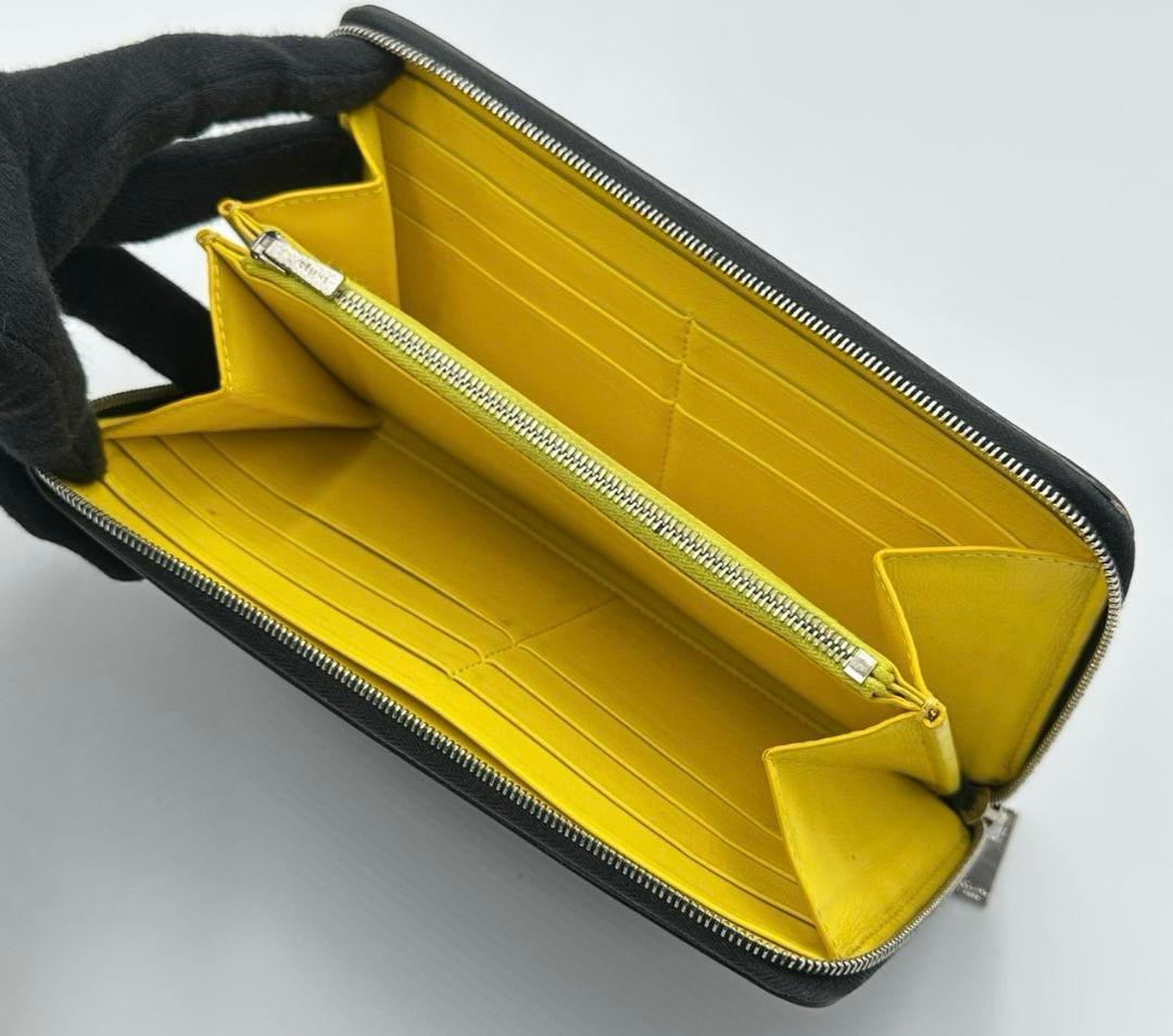 CELINE 長財布 ロゴ ラウンドファスナー レザー ブラック 黒色　©