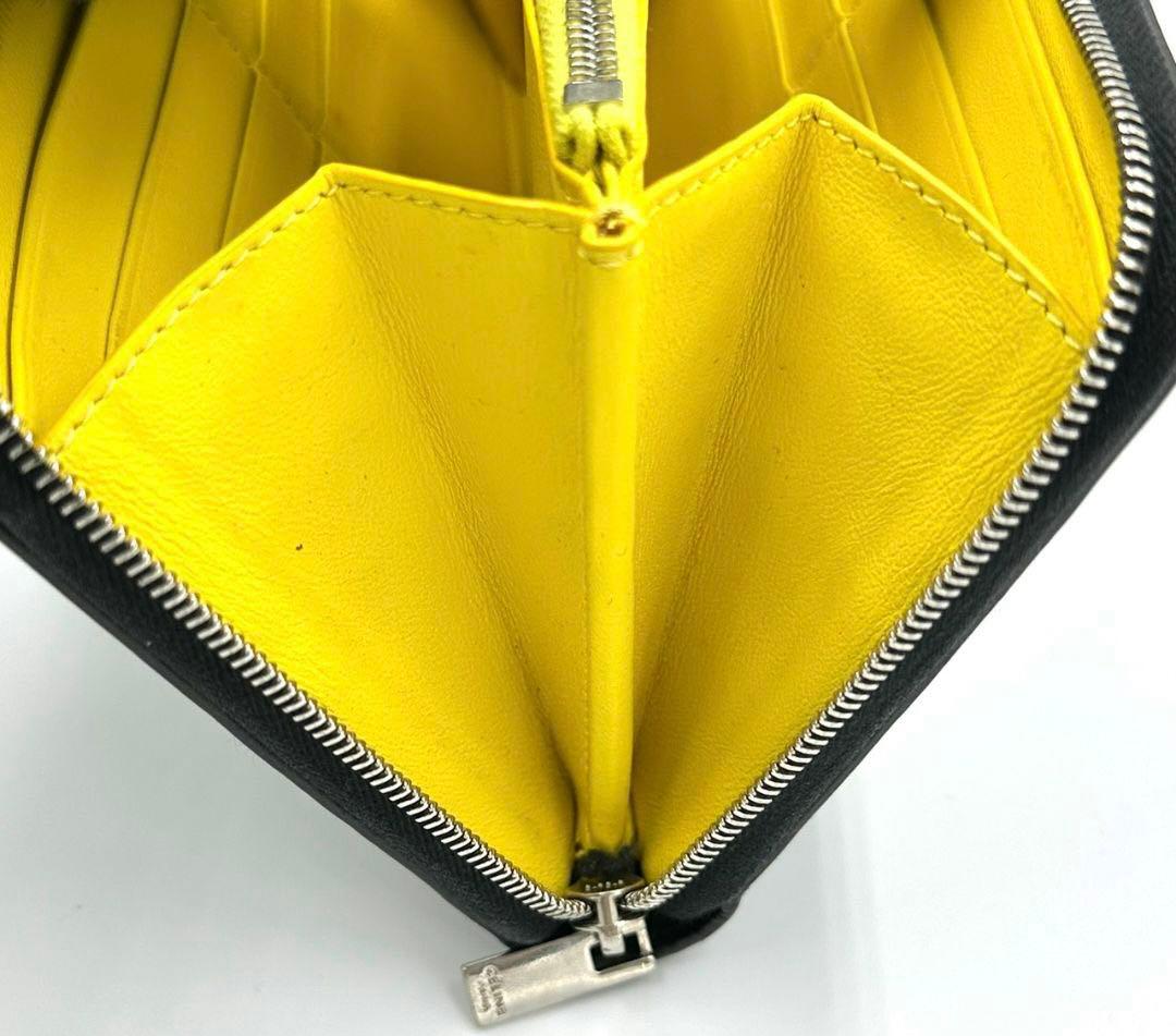 CELINE 長財布 ロゴ ラウンドファスナー レザー ブラック 黒色　©