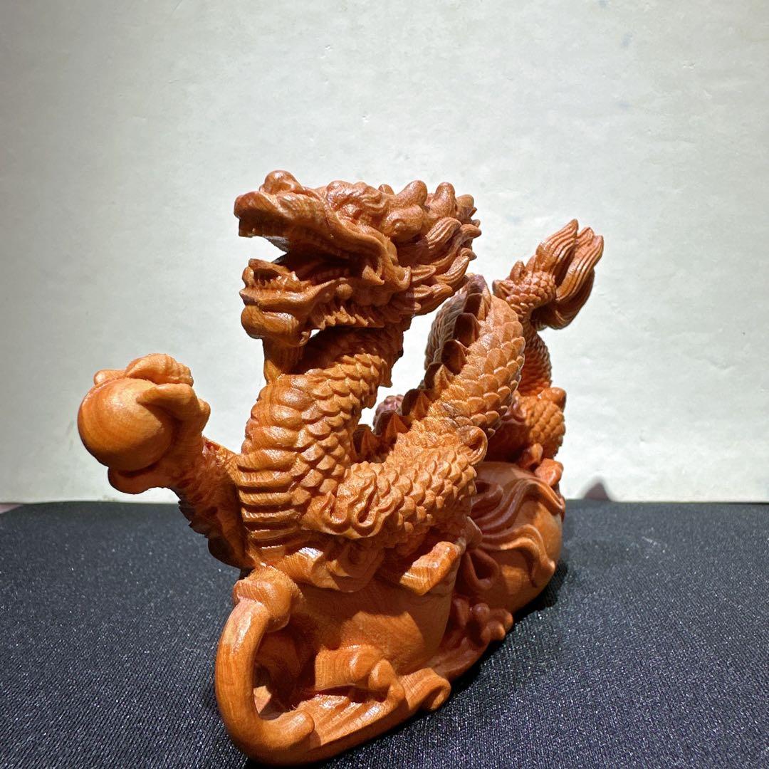 檀木 龍　置物　彫り物F.47