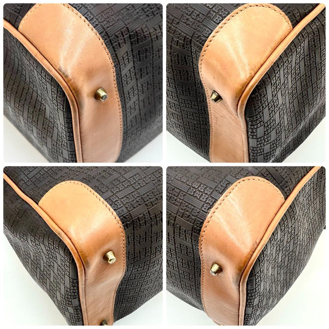 BALLY バリー ボストンバッグ 旅行用バッグ Bロゴ総柄 ゴールド金具 茶系