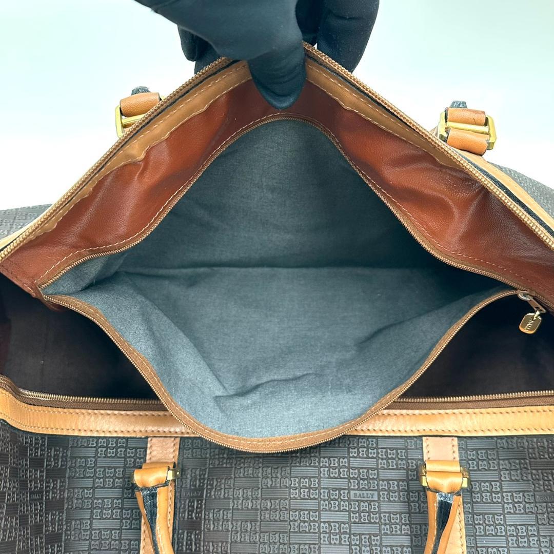 BALLY バリー ボストンバッグ 旅行用バッグ Bロゴ総柄 ゴールド金具 茶系