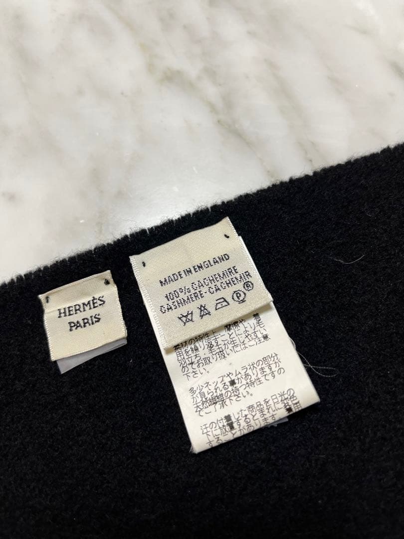HERMES カシミア ブラックマフラー　　メンズ