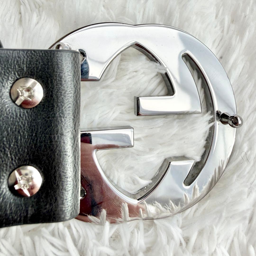 【極美品】GUCCI ベルト インターロッキング GG デカロゴ ブラック