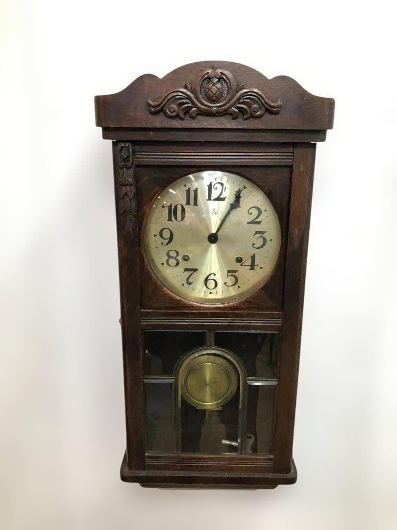 【送料無料】昭和13年製 矢野時計製作所 壁掛け 振り子時計 251105