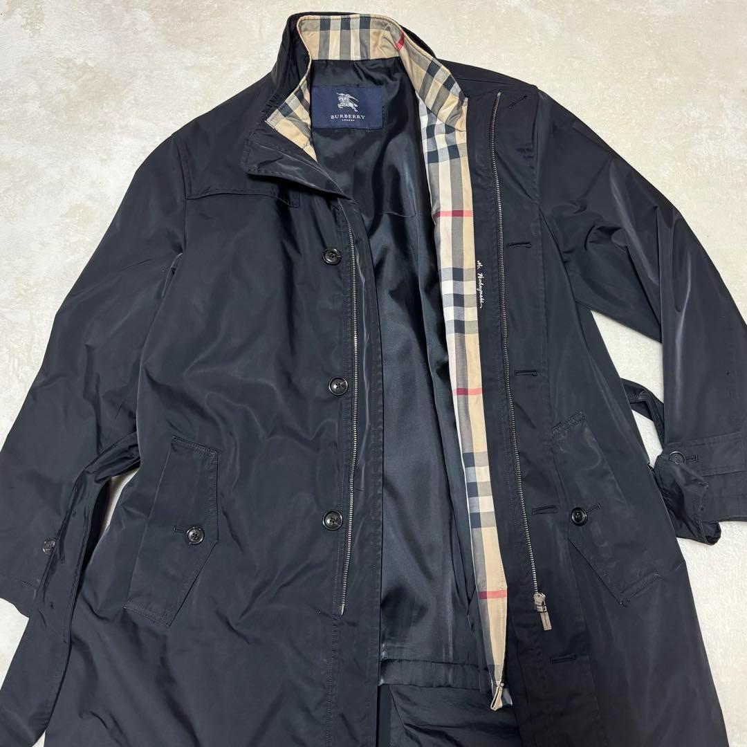 バーバリー ロンドン ライナー付き ジップアップ コート ノバチェック 黒 Ｌ