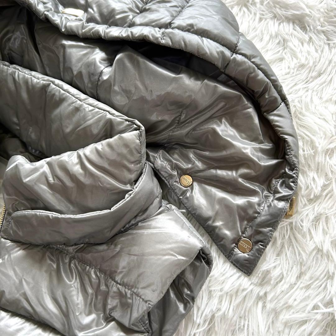 【美品】HERNO ヘルノ　ロング　ダウンベスト　フード取り外し可　グレー　40