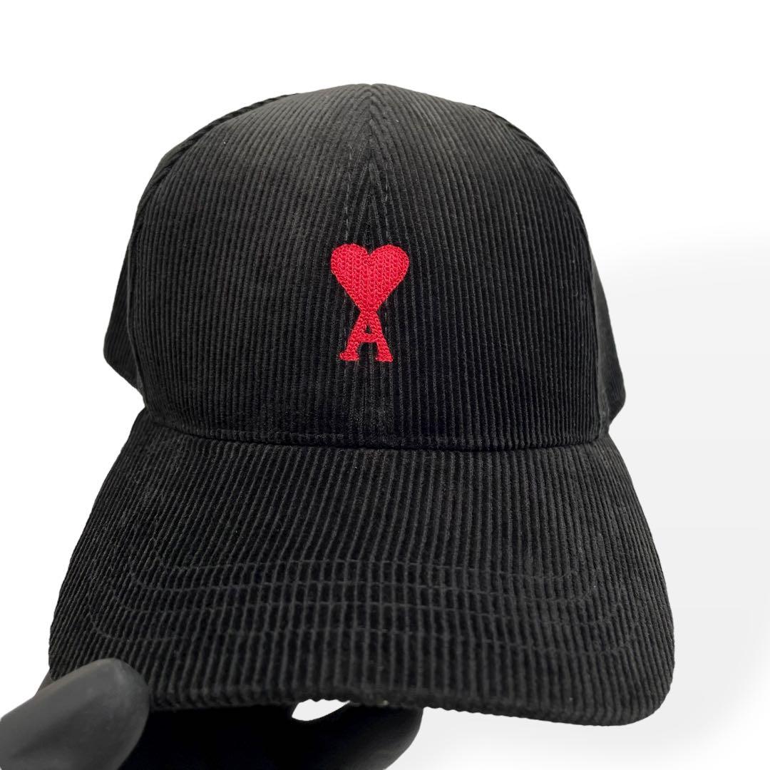 未使用級　AMI PARIS　アミパリス　キャップ　コーデュロイ　ブラック　黒