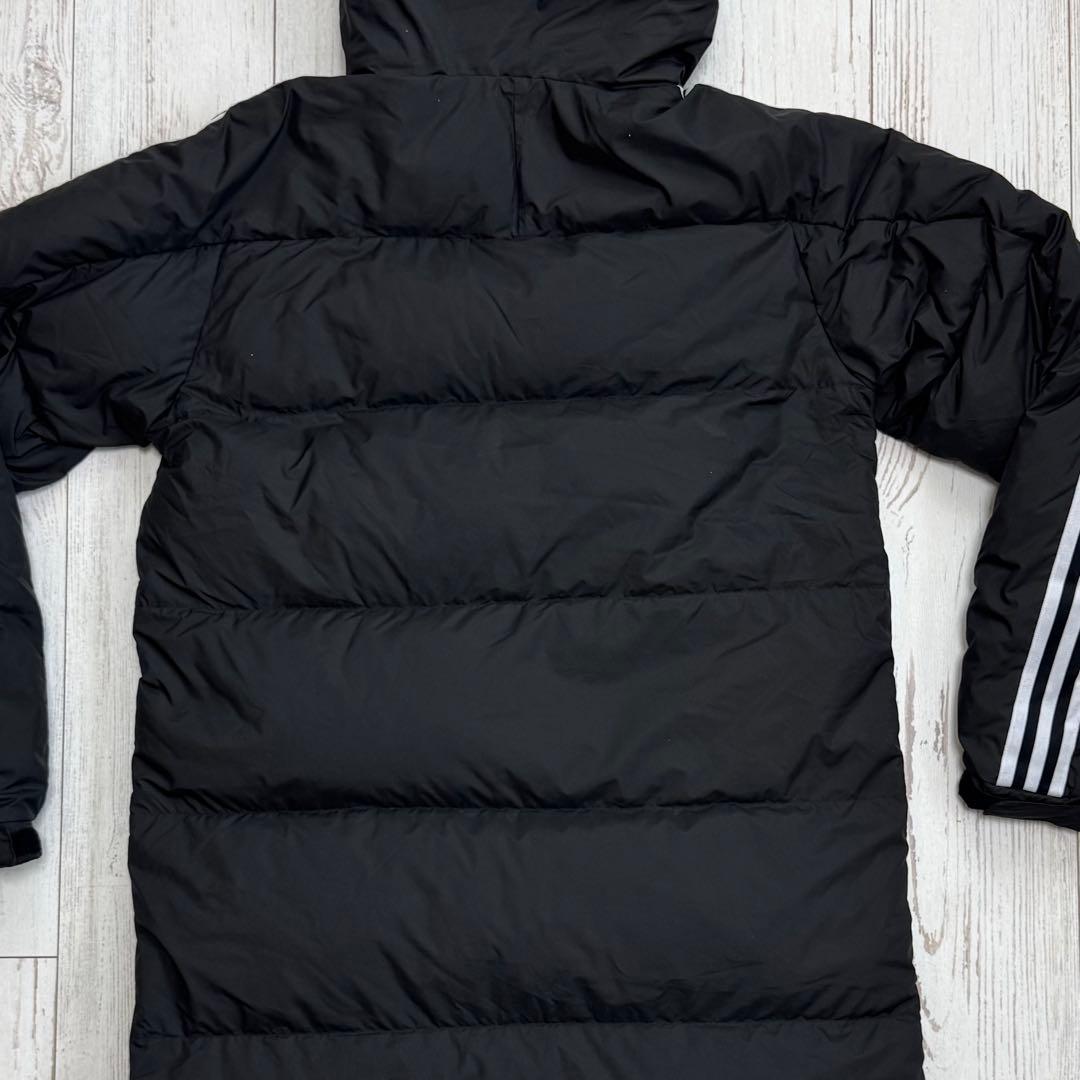アディダス ロング ダウン ベンチコート L サイズ 3ストライプ ブラック