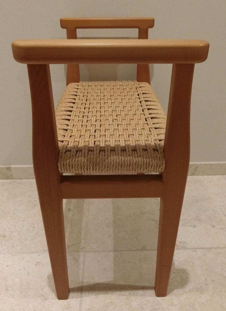 むう工房 エントランス スツール メープル無垢材 アーム付き ペーパーコード