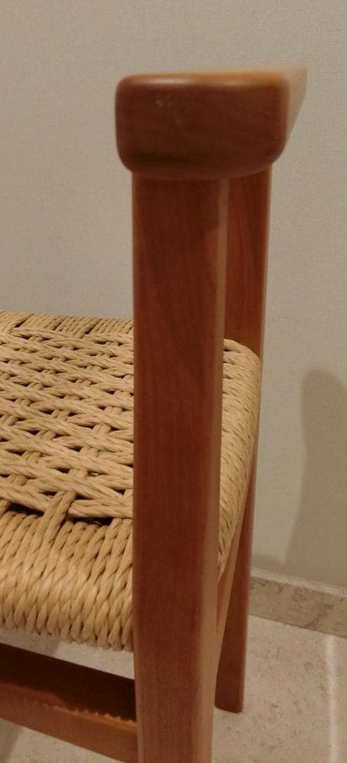 むう工房 エントランス スツール メープル無垢材 アーム付き ペーパーコード