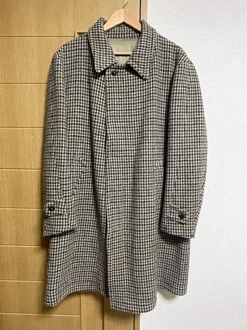ハリスツイード　ガンクラブチェック　ステンカラーコート Ｍサイズ　千鳥格子