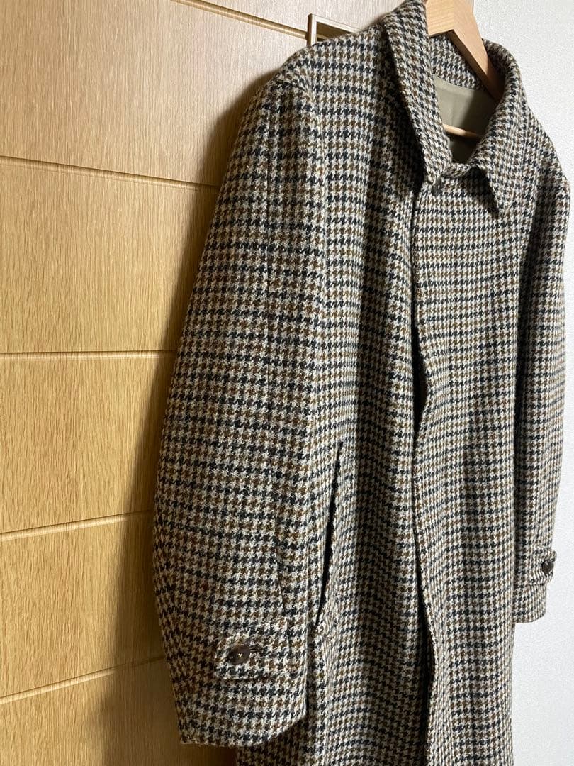 ハリスツイード　ガンクラブチェック　ステンカラーコート Ｍサイズ　千鳥格子