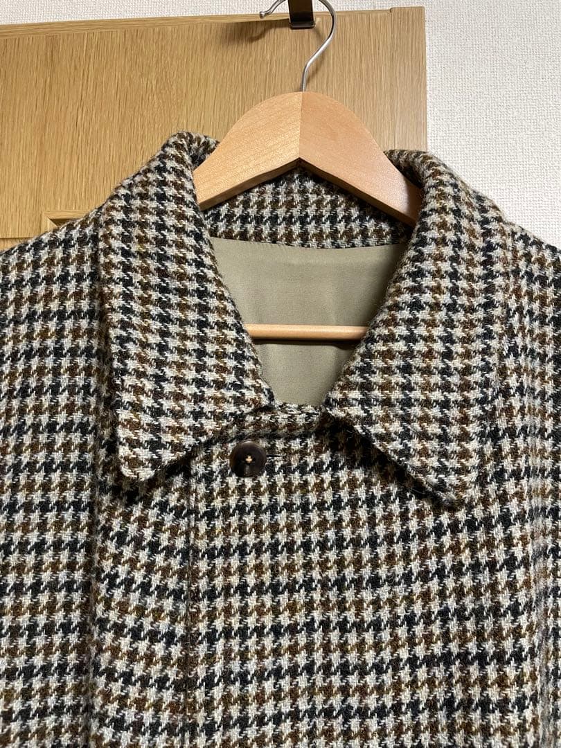ハリスツイード　ガンクラブチェック　ステンカラーコート Ｍサイズ　千鳥格子