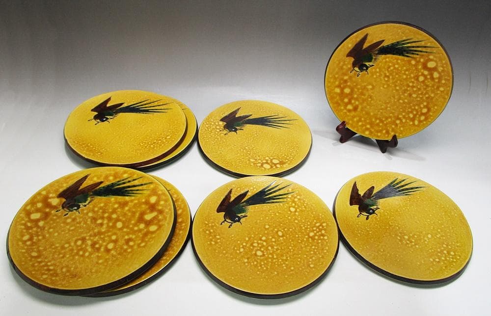 y0428-126 九谷 浅蔵五十吉造 瑞鳥銘々皿 5客 直径17.8cm