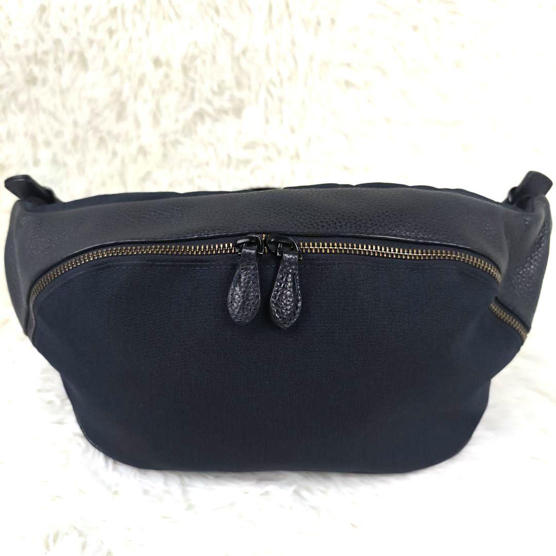 ✨極美品✨ シップス フェティア 別注 ボディバッグ レザー ポリエステル 紺色