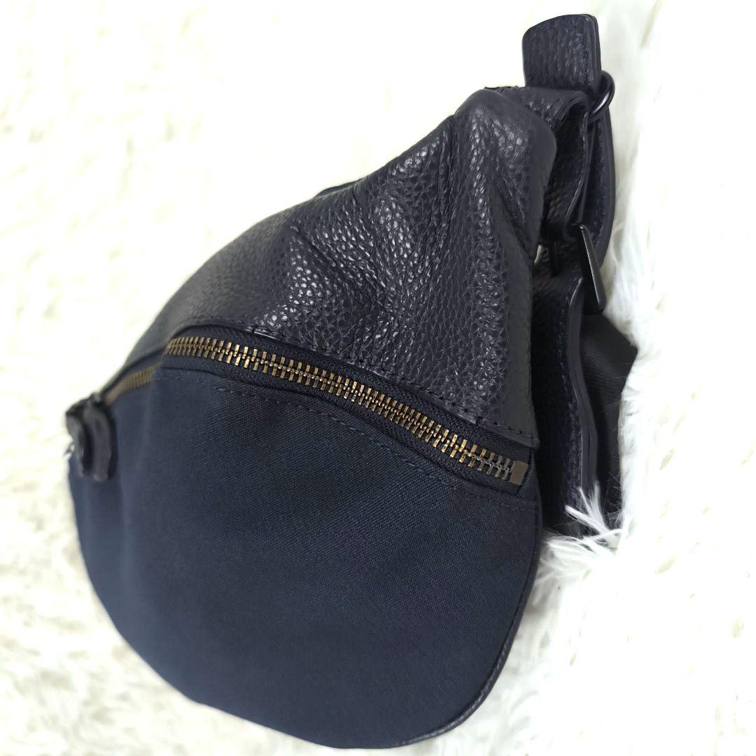✨極美品✨ シップス フェティア 別注 ボディバッグ レザー ポリエステル 紺色