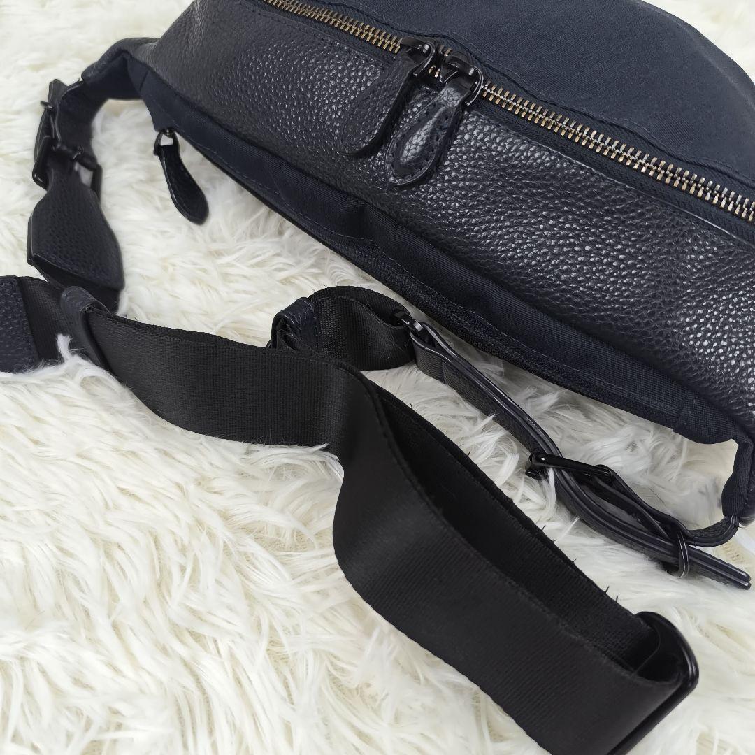 ✨極美品✨ シップス フェティア 別注 ボディバッグ レザー ポリエステル 紺色