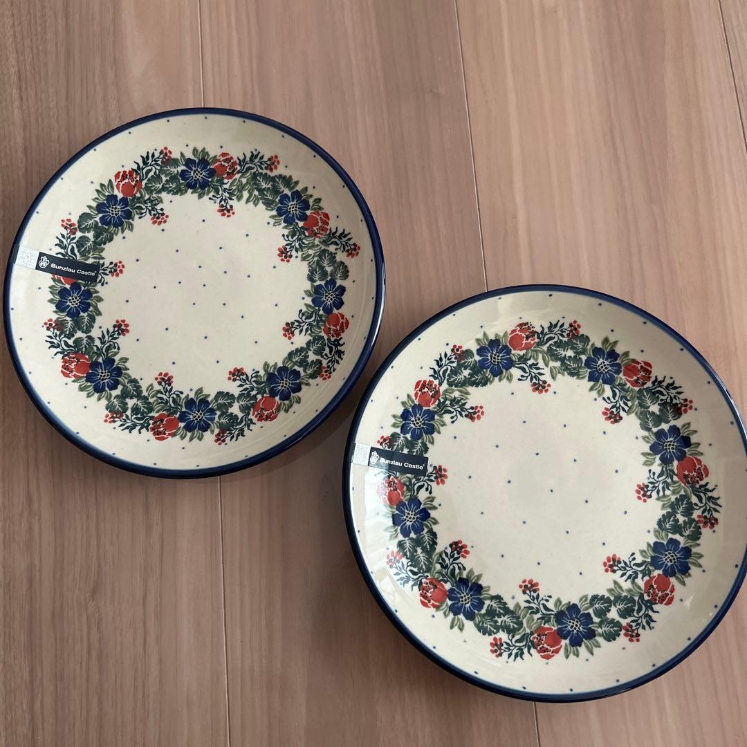 ポーリッシュポタリー　ポーランド食器　ブンツラウカステル　プレート　20センチ