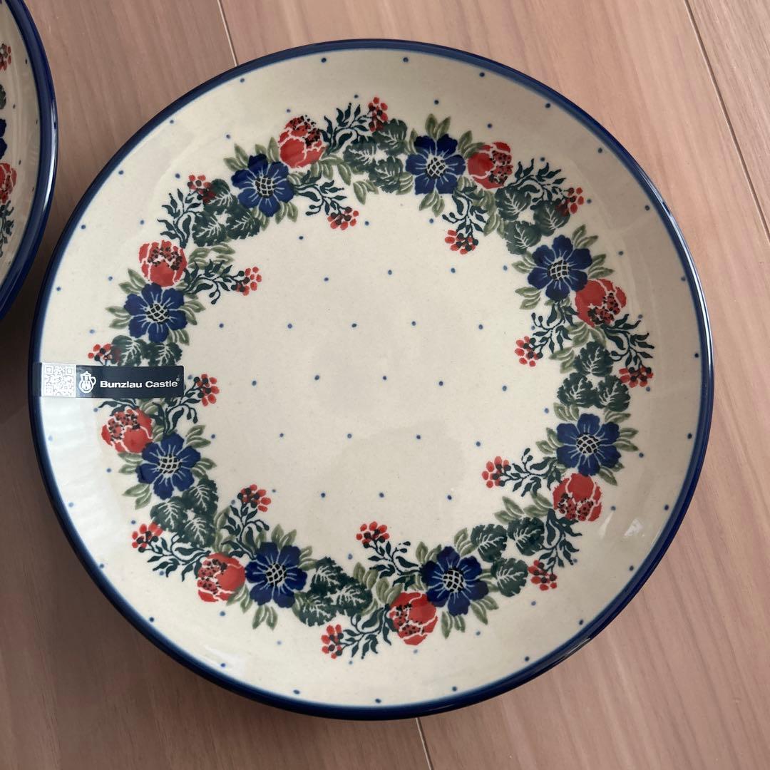 ポーリッシュポタリー　ポーランド食器　ブンツラウカステル　プレート　20センチ