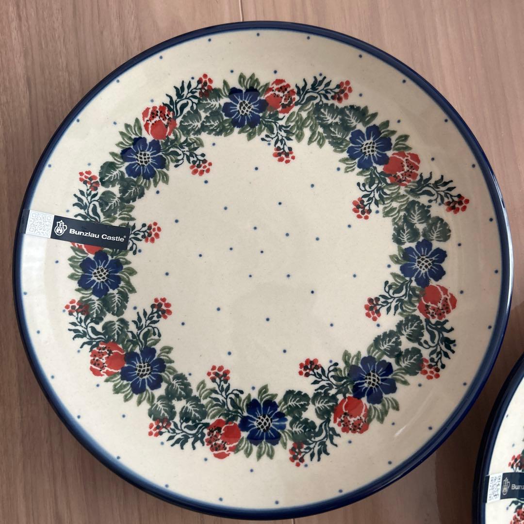 ポーリッシュポタリー　ポーランド食器　ブンツラウカステル　プレート　20センチ
