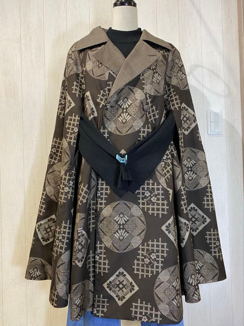 龍郷大島紬 男大島紬 リバーシブル ケープコート