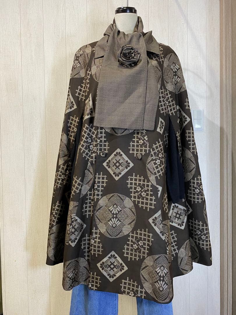 龍郷大島紬 男大島紬 リバーシブル ケープコート