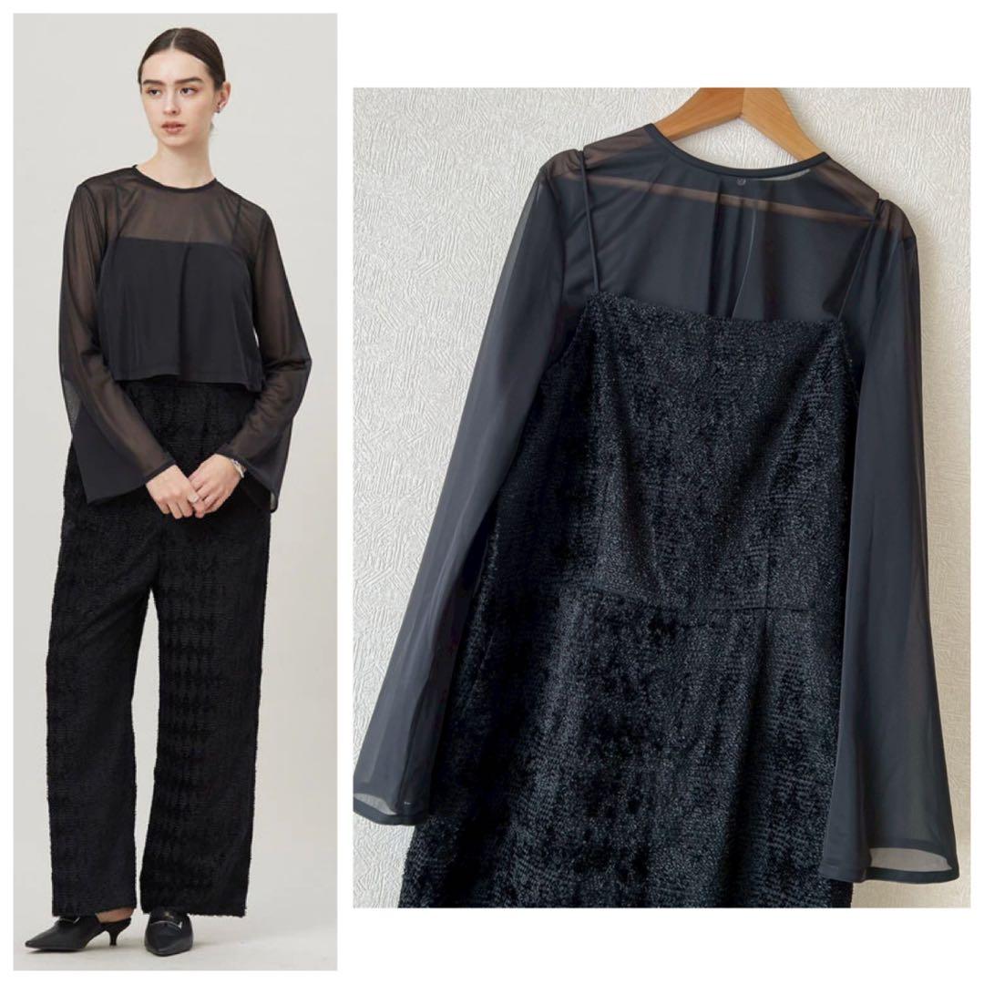 タグ付 定価6.7万 ICB 25SS ダイヤカットジャカードオールインワン 黒