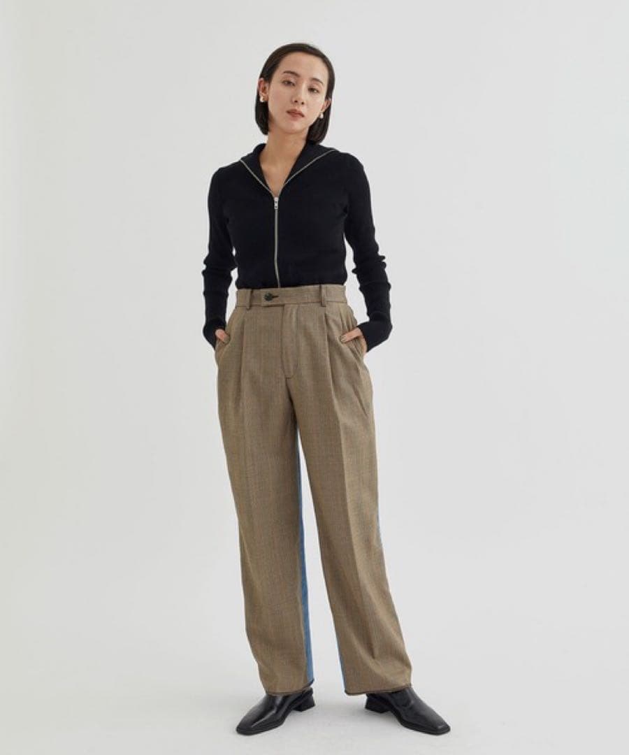 アンスクリア　グレンチェックコンビネーションパンツ