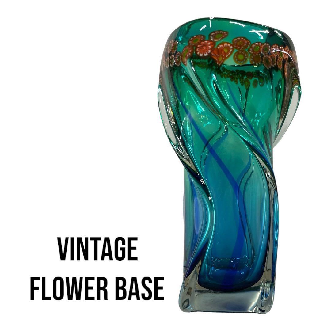 最終値下げ　ビンテージ　フラワー　ベース　花瓶　お花　生花　ガラス　古物　レア