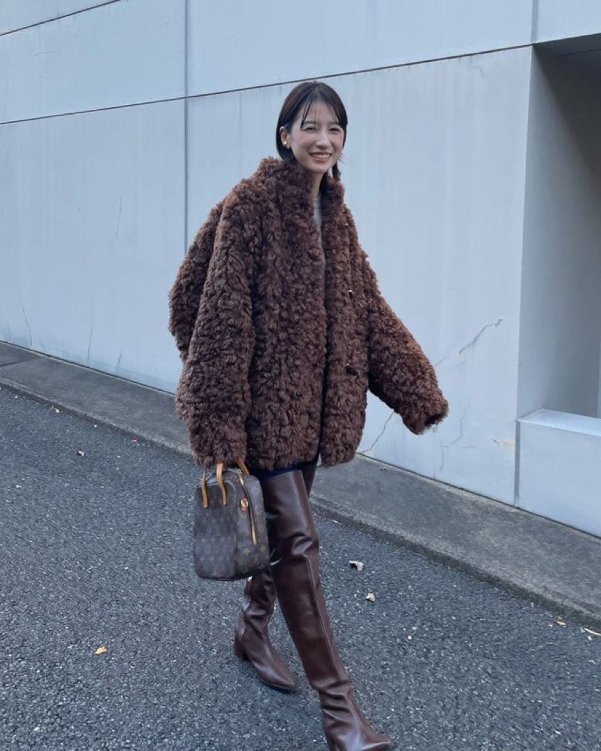 美品＊CLANE CURL FUR SHORT COAT ブラウン サイズ1