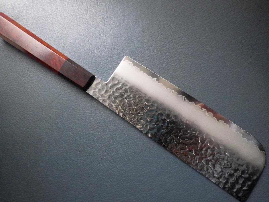 土佐打槌目鍛造★コバルト菜切り包丁★高級紅壇八角柄★