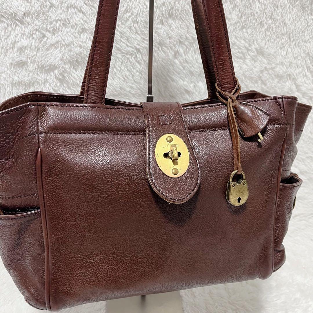 希少✨IL BISONTE 本革 トートバッグ ターンロック ブラウン 南京錠付