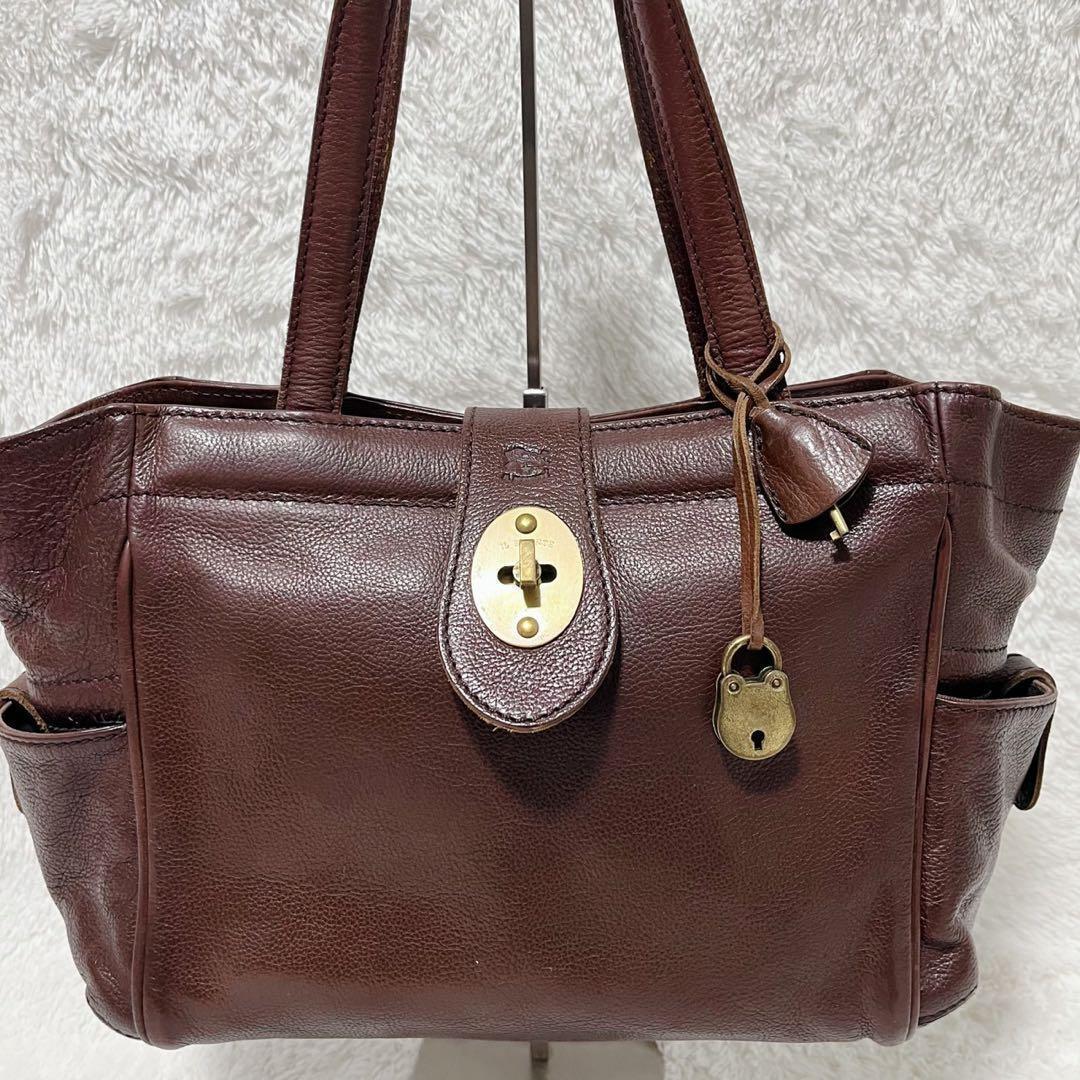 希少✨IL BISONTE 本革 トートバッグ ターンロック ブラウン 南京錠付
